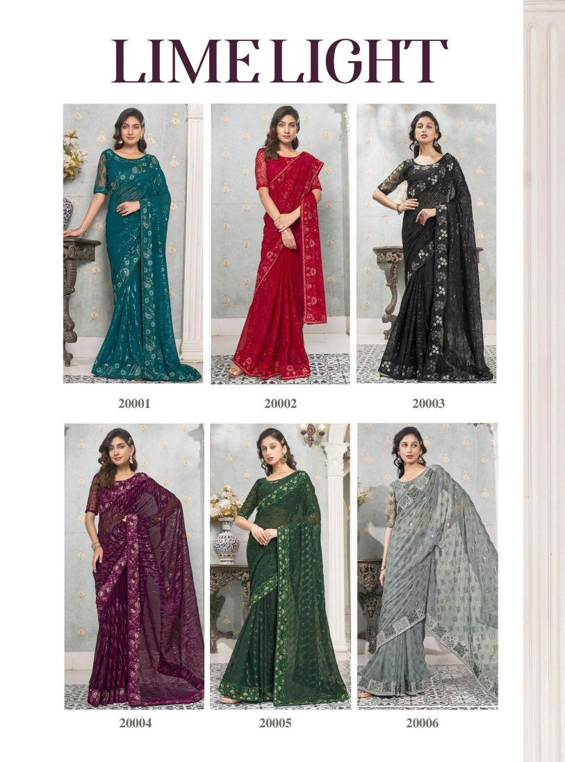 Kalista Lime Sequence Worked Party Wear Sarees Catalog
